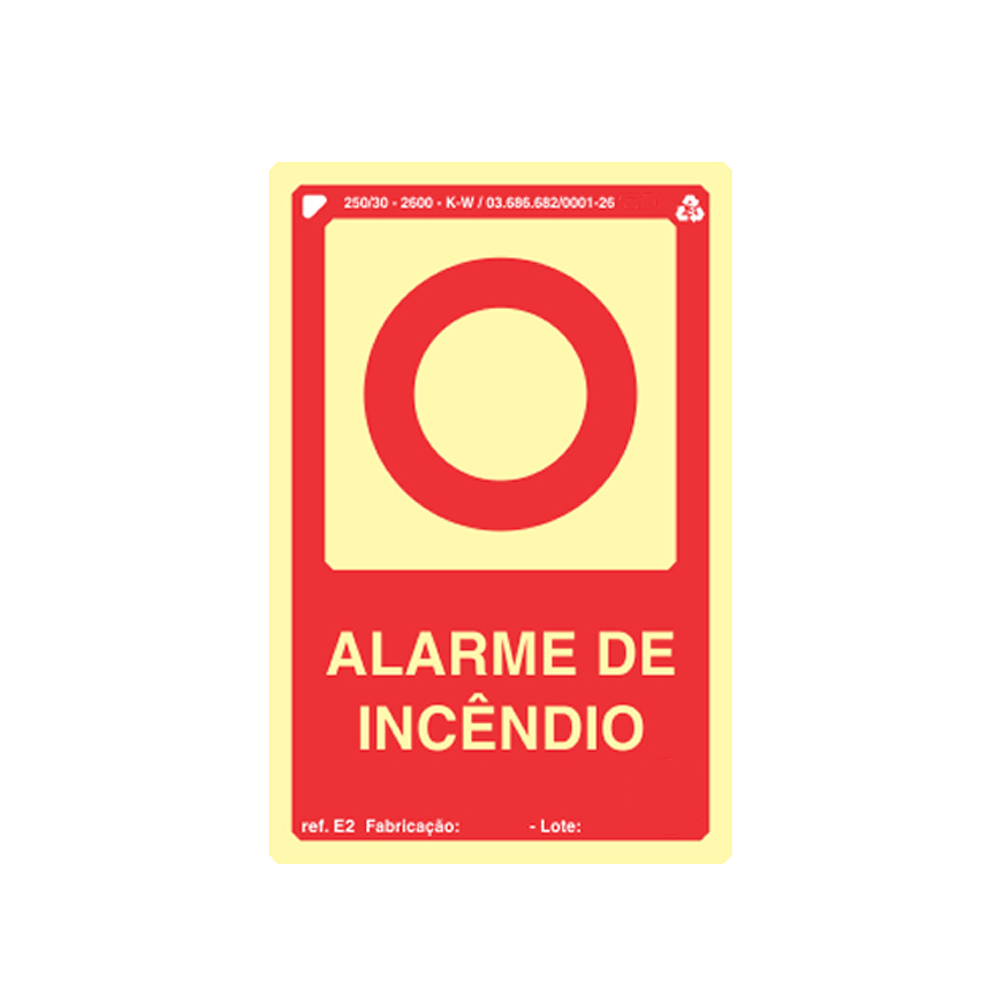 PLACA SINALIZAÇÃO ALARME DE INCÊNDIO 13X14CM